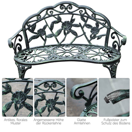 2-seater metal garden bench - 100 x 54 x 78 cm