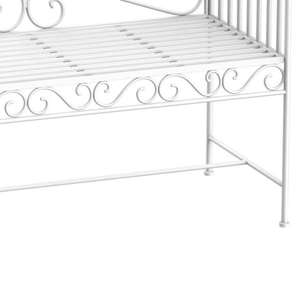 Weiße 2-Sitzer Gartenbank aus Metall – Gartenmöbel