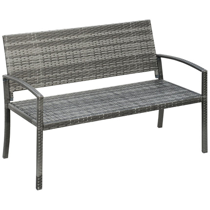 Gartenbank – Rattan-Optik, Stahlrahmen, 2-Sitzer, grau
