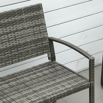 Gartenbank – Rattan-Optik, Stahlrahmen, 2-Sitzer, grau