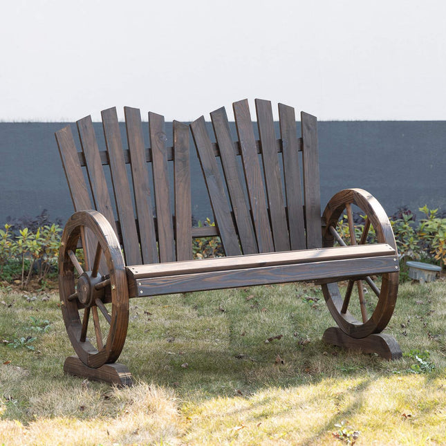 Gartenbank aus Massivholz mit Armlehnen, dunkelbraun