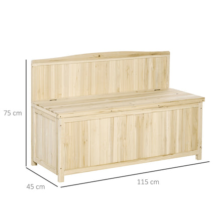 Garden bench with storage, 2-seater, spruce, 250 kg capacity