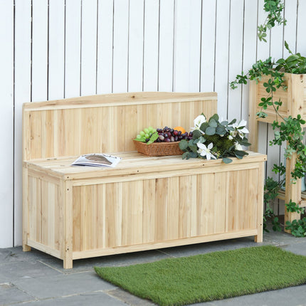 Garden bench with storage, 2-seater, spruce, 250 kg capacity