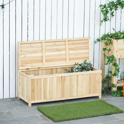 Garden bench with storage, 2-seater, spruce, 250 kg capacity