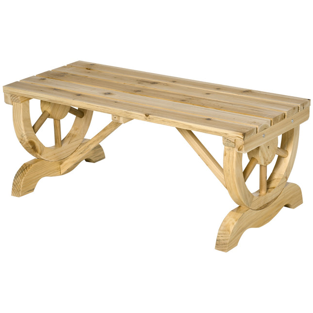 Wetterfeste Gartenbank aus Holz, rustikale Oberfläche, 98 x 50 cm