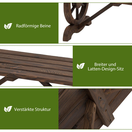 Dřevěná zahradní lavice, odolná proti povětrnosti, rustikální design, 98 x 50 x 39.5 cm