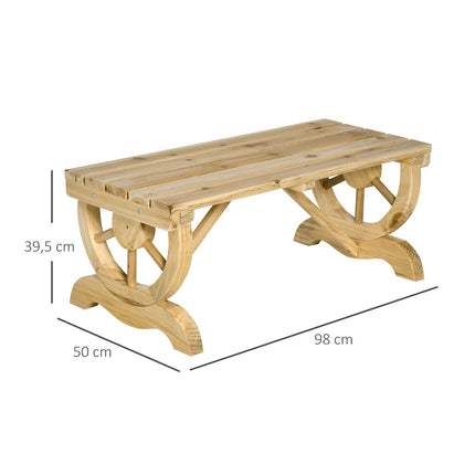 Wetterfeste Gartenbank aus Holz, rustikale Oberfläche, 98 x 50 cm