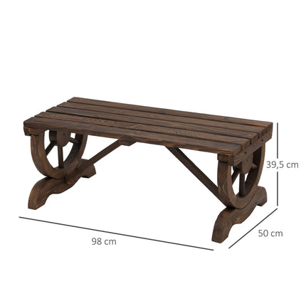Dřevěná zahradní lavice, odolná proti povětrnosti, rustikální design, 98 x 50 x 39.5 cm