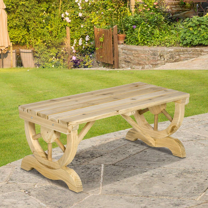Wetterfeste Gartenbank aus Holz, rustikale Oberfläche, 98 x 50 cm
