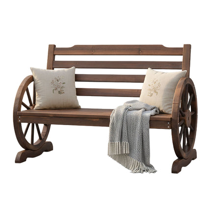 Gartenbank mit Wagenrad-Armlehnen, 2-Sitzer