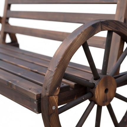 Gartenbank mit Wagenrad-Armlehnen, 2-Sitzer