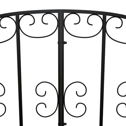 Gartenteichbrücke aus Stahl mit Blumengeländer, 1,19 m, schwarz