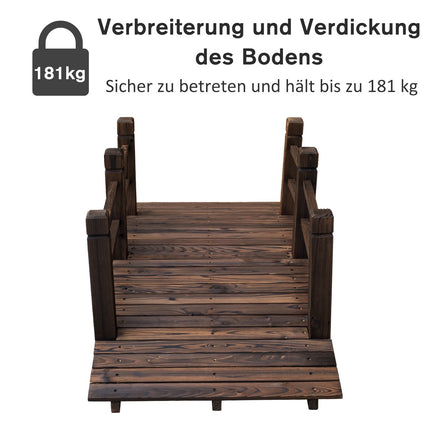 Gartenbrücke mit Geländer, dunkelbraune Fichte, 152 x 67 cm