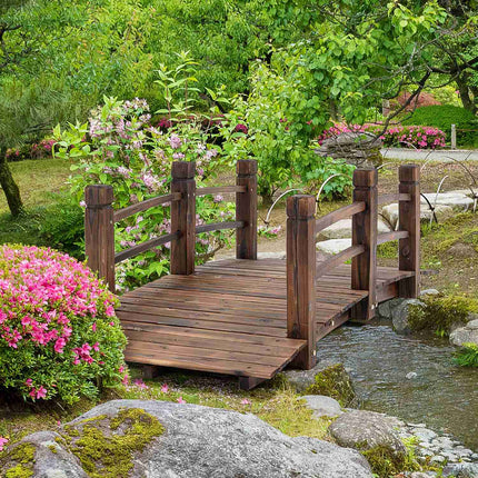 Gartenbrücke mit Geländer, dunkelbraune Fichte, 152 x 67 cm