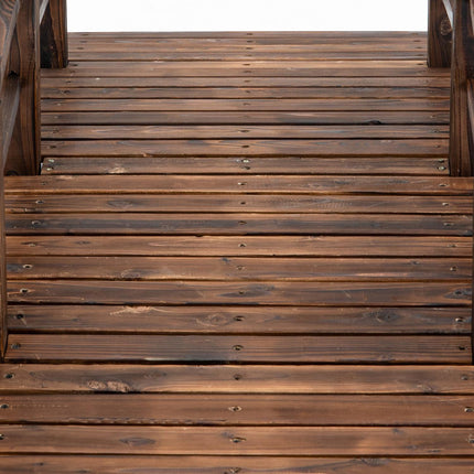 Gartenbrücke mit Geländer, dunkelbraune Fichte, 152 x 67 cm