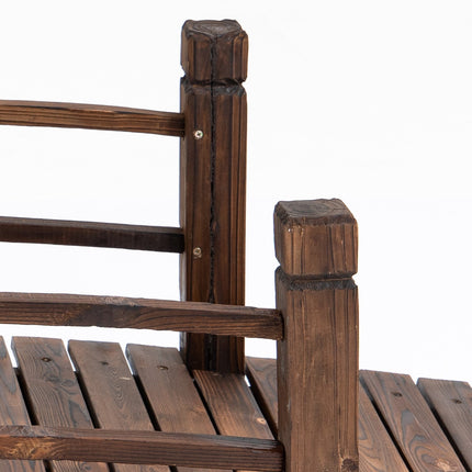 Gartenbrücke mit Geländer, dunkelbraune Fichte, 152 x 67 cm