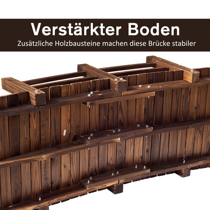 Gartenbrücke mit Geländer, dunkelbraune Fichte, 152 x 67 cm