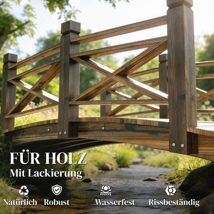 Gartenbrücke mit Geländer, verkohltes Tannenholz, 174x78x57,5 cm