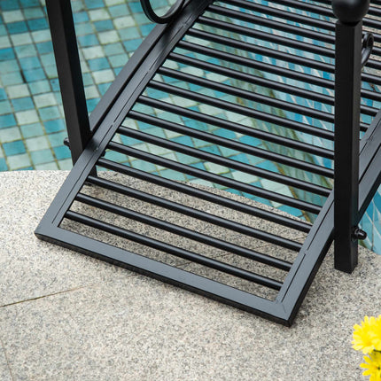 Gartenbrücke mit Sicherheitsgeländer, Metall, Schwarz, 102x48x49 cm