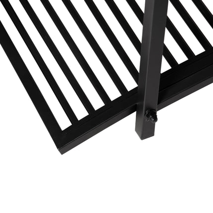 Gartenbrücke mit Sicherheitsgeländer, Metall, Schwarz, 102x48x49 cm