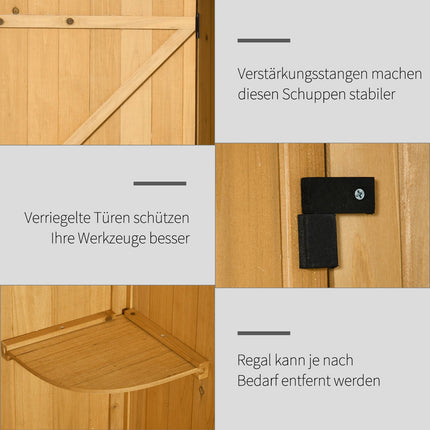Holz-Gartengerätehaus mit Regalen, Bitumendach, Fenster