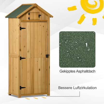 Holz-Gartengerätehaus mit Regalen, Bitumendach, Fenster