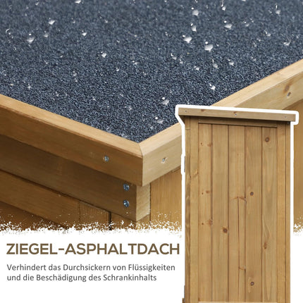 Wooden garden tool shed with slatted doors, 87x46.5x160 cm
