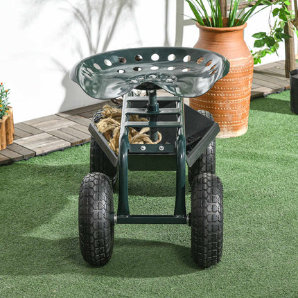 Gartenwagen mit Drehsitz, verstellbarer Höhe, Stahl