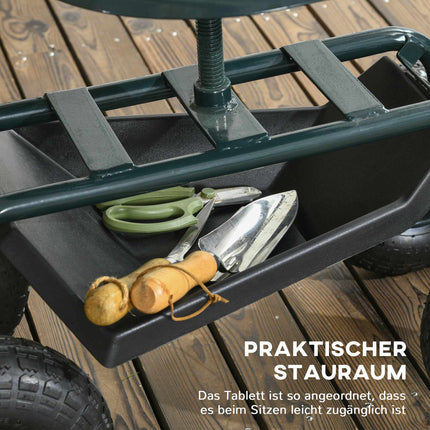 Gartenwagen mit Drehsitz, verstellbarer Höhe, Stahl