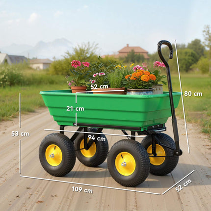 Garden Cart with Tipping Function, 75L, 200kg Capacity