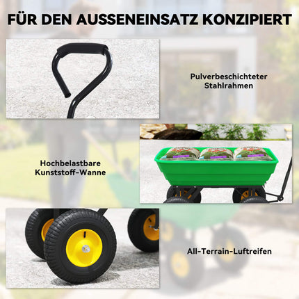 Garden Cart with Tipping Function, 75L, 200kg Capacity