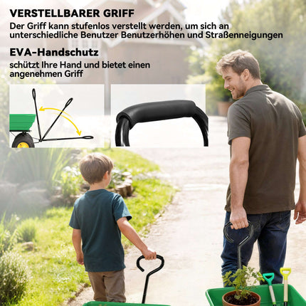 Garden Cart with Tipping Function, 75L, 200kg Capacity