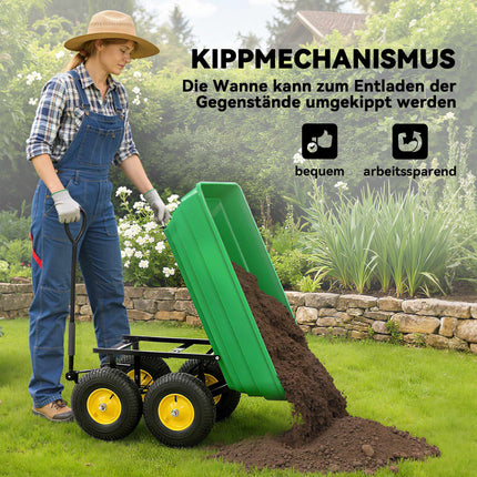 Garden Cart with Tipping Function, 75L, 200kg Capacity