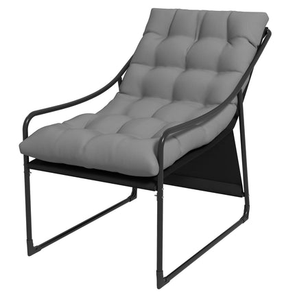 Grauer Garten-Loungesessel mit Kissen, Armlehnen, 120 kg Tragkraft