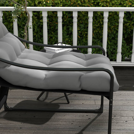 Grauer Garten-Loungesessel mit Kissen, Armlehnen, 120 kg Tragkraft