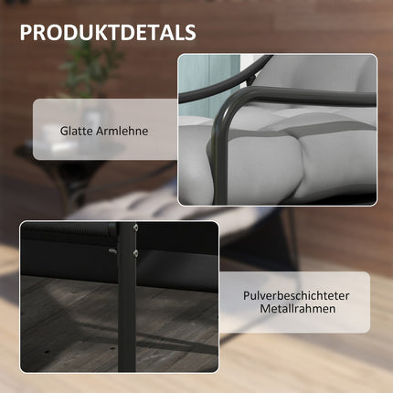 Grauer Garten-Loungesessel mit Kissen, Armlehnen, 120 kg Tragkraft