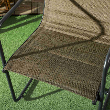 Garden chairs Set of 2, steel mesh, brown with armrests