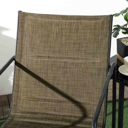 Garden chairs Set of 2, steel mesh, brown with armrests
