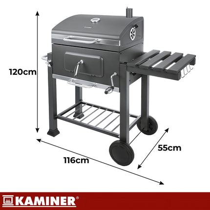 Garden Charcoal Grill with Cast Iron Grate and Cover