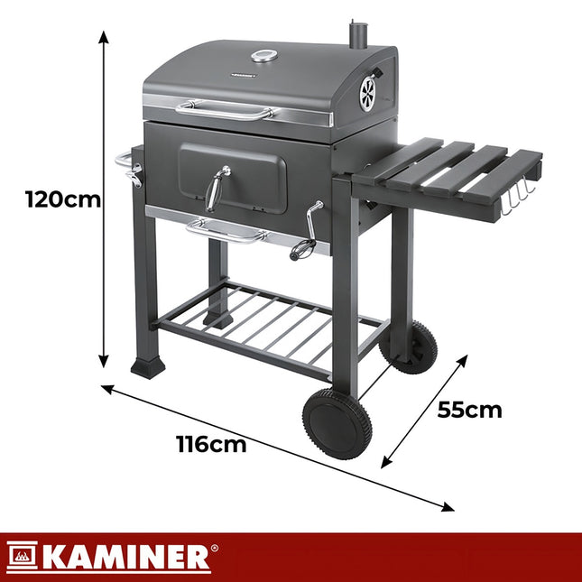 Garden Charcoal Grill with Cast Iron Grate and Cover