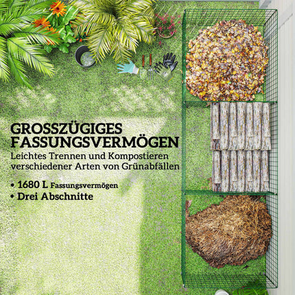 Garden Compost Bin, Steel, 270L, Open Mesh Design