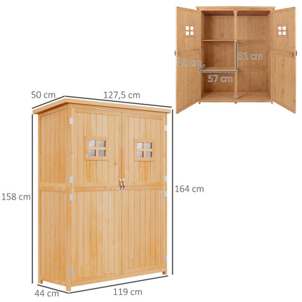 Gartengeräteschuppen aus Holz, naturfarben, 127,5x50x164 cm