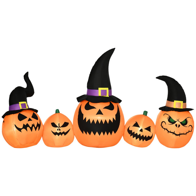 Aufblasbarer Halloween-Kürbis mit Hexenhut und LED-Beleuchtung