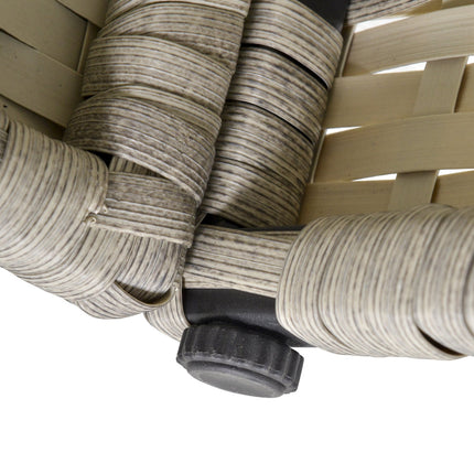 Gartensofa mit Liege & Hocker, PE Rattan grau