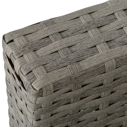 Gartensofa mit Liege & Hocker, PE Rattan grau