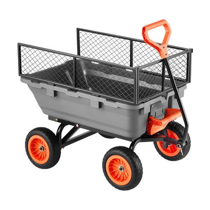 Garden Dump Cart, 362 kg Poly, Storage Fence, Swivel Wheels