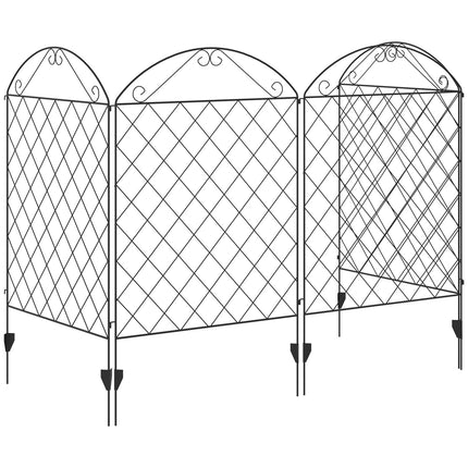 Dekorativer Gartenzaun aus schwarzem Drahtgeflecht, 4er-Set, 3,48 x 1,1 m