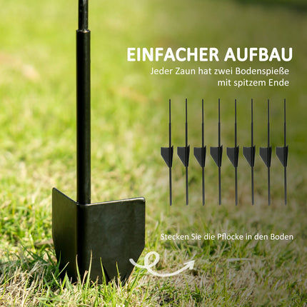 Dekorativer Gartenzaun aus schwarzem Drahtgeflecht, 4er-Set, 3,48 x 1,1 m