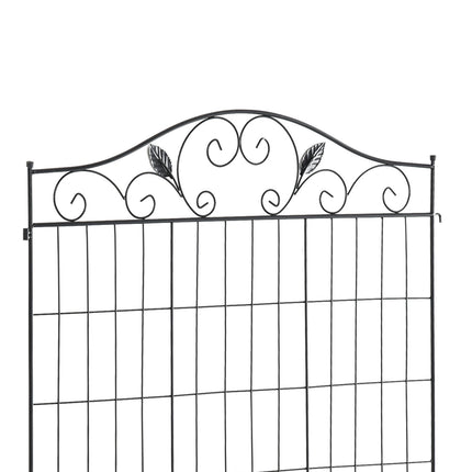 Dekorativer Gartenzaun aus schwarzem Metall, 4 Paneele, 365x112 cm