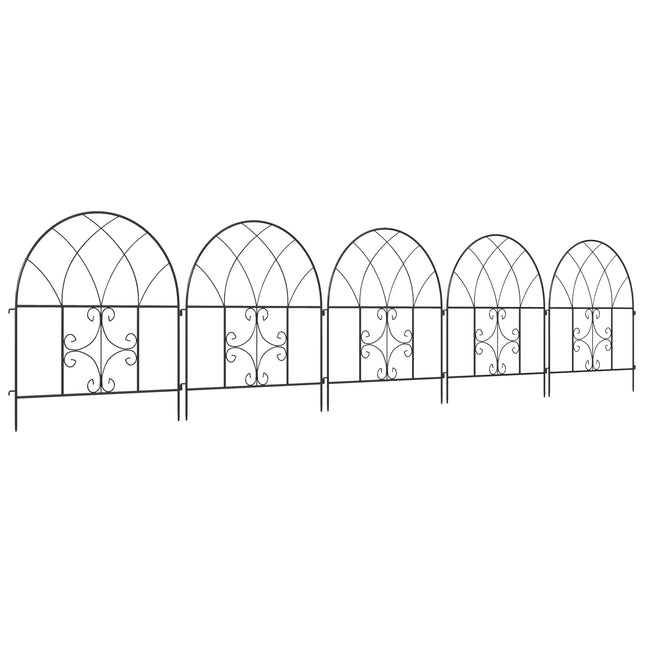 Dekorativer Stahlgartenzaun, 300x70 cm, schwarzes Gitter